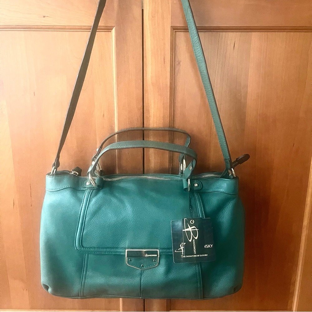 B Makowsky Spacious Genuine Leather Shoulder & Satchel & Crossbody Bag - Picture 10 of 12